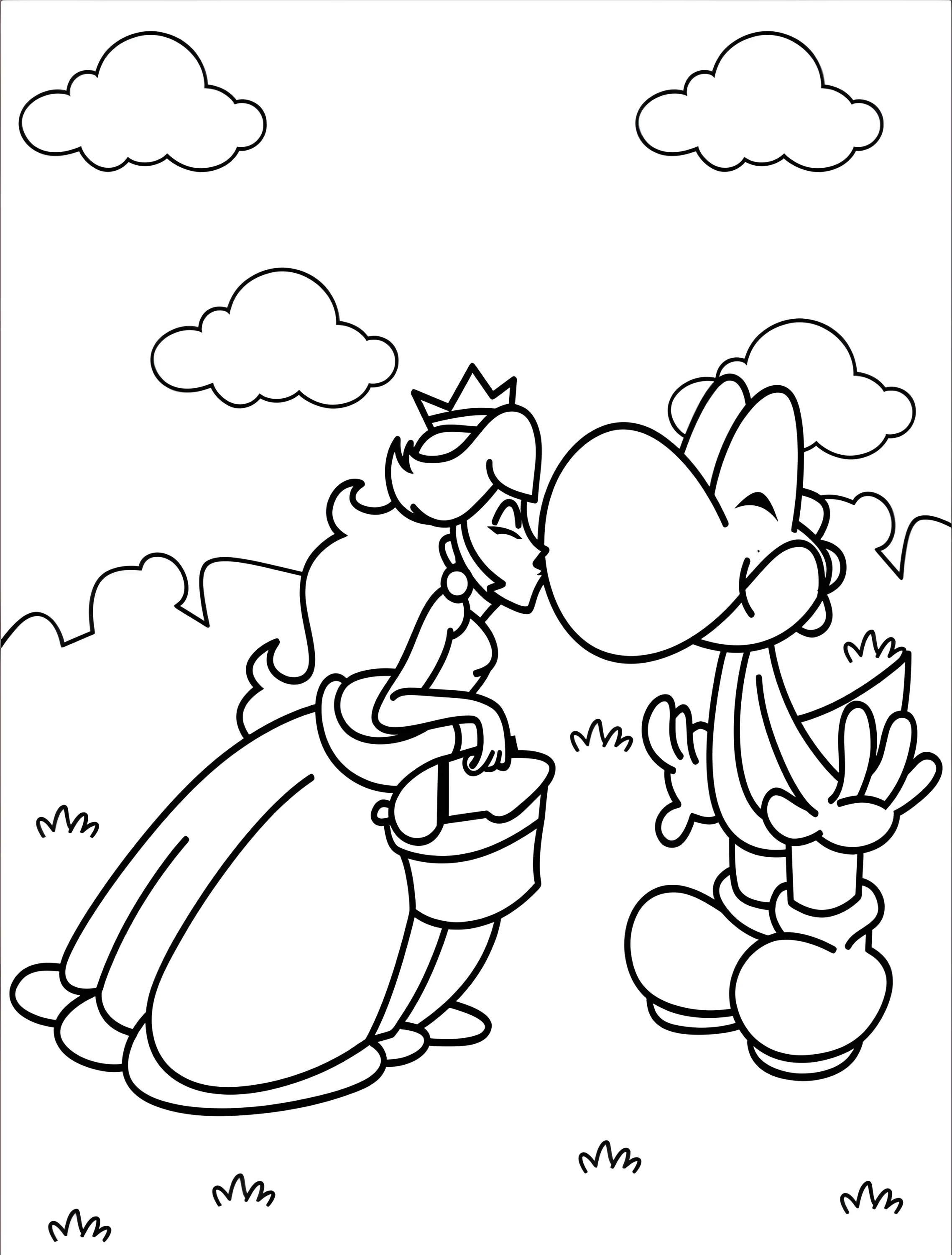 Йоши и принцесса Пич для детей №8206. Раскраски из игр. Йоши (Yoshi).