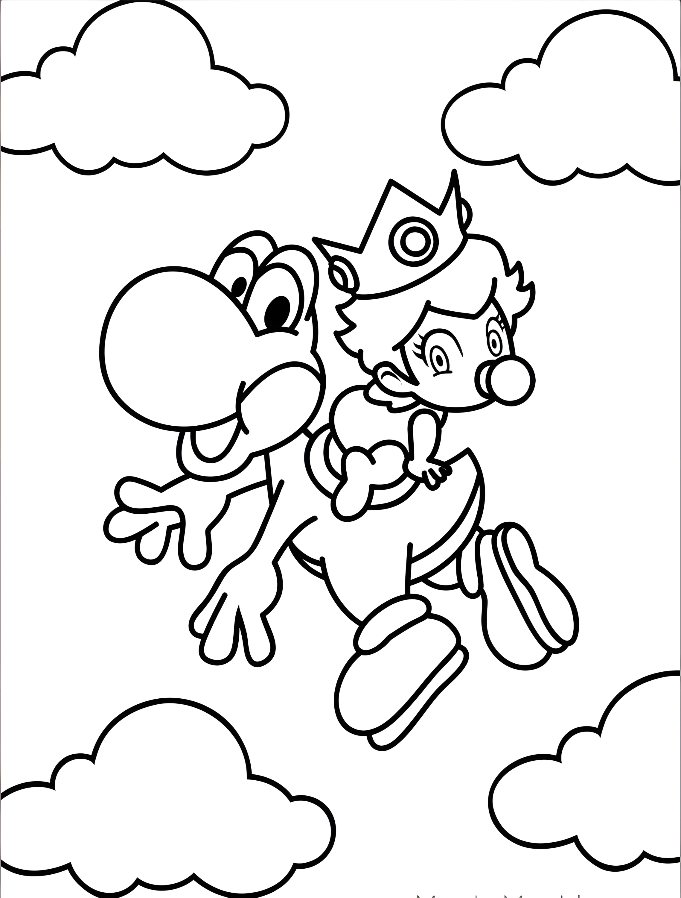 Йоши и принцесса Пич для детей №8212. Раскраски из игр. Йоши (Yoshi).