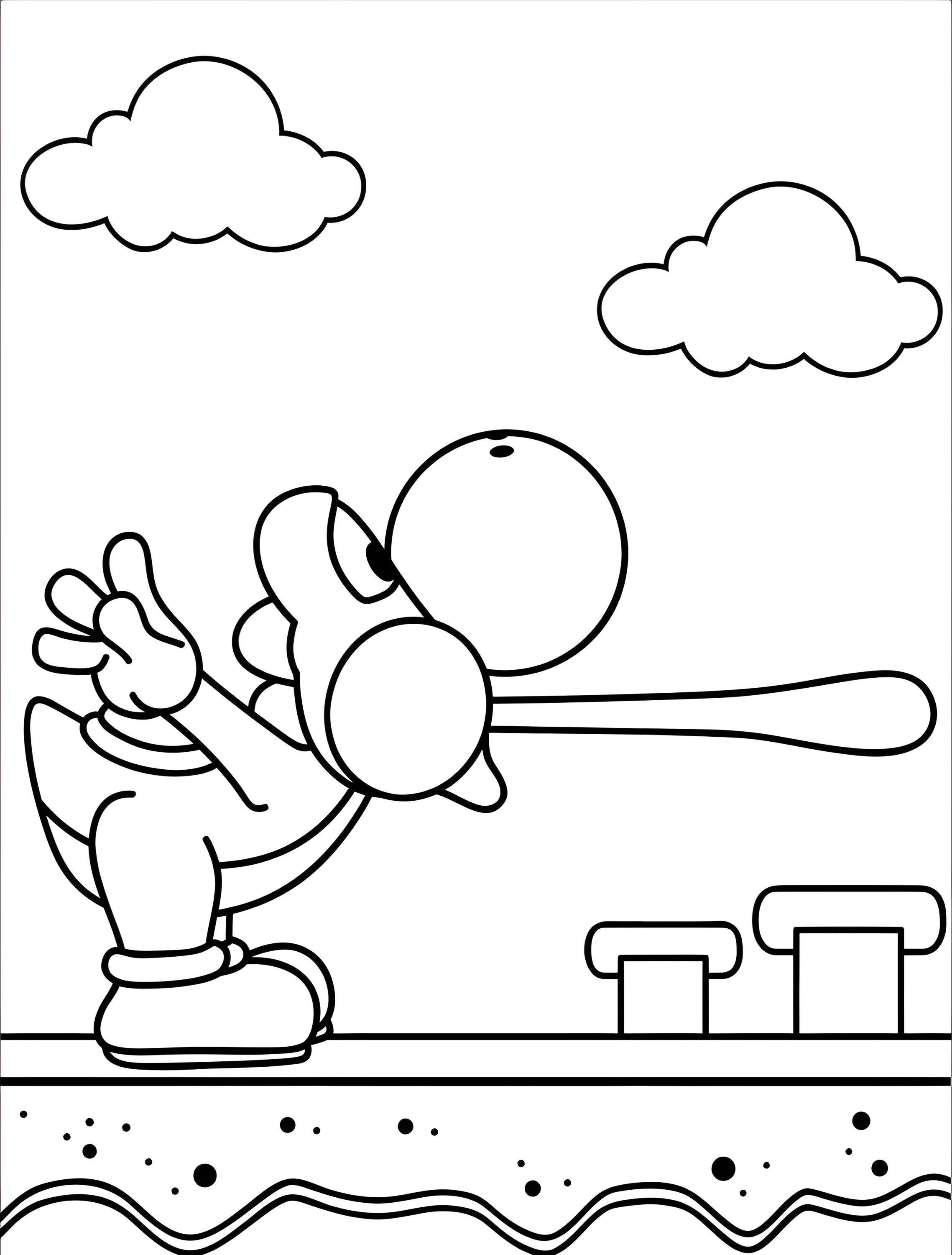 Веселый Йоши с высунутым языком №8214. Раскраски из игр. Йоши (Yoshi).