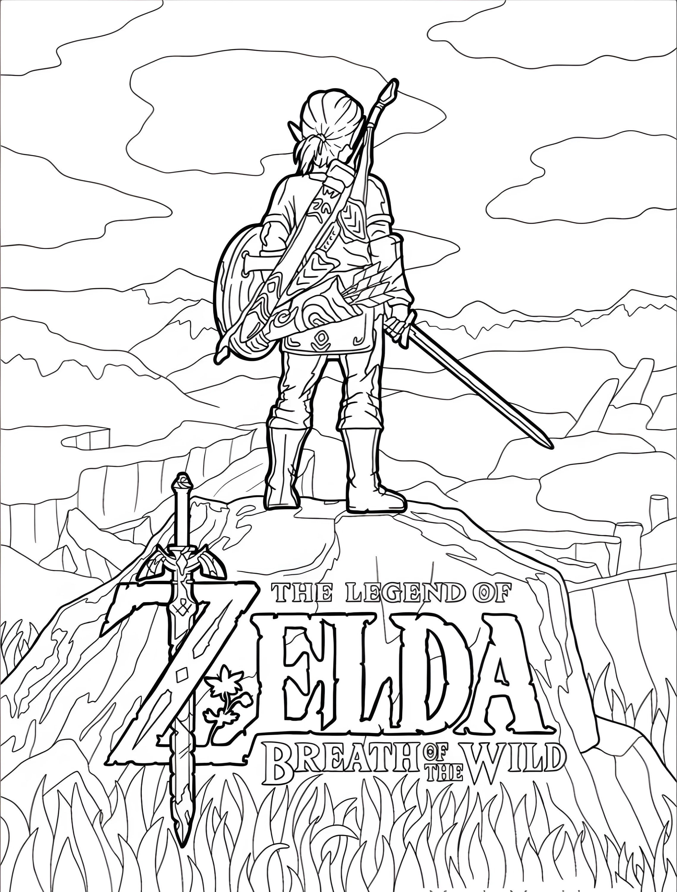 Зельда из игры Breath of the Wild для детей №8244. Раскраски из игр. Зельда (Zelda).