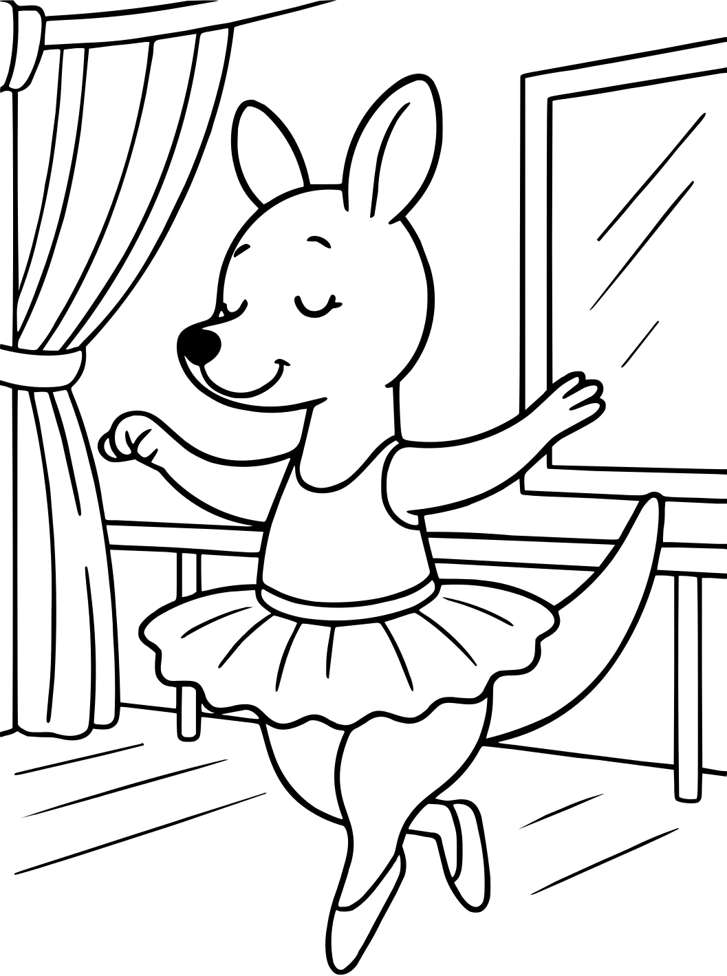 Кенгуру в балете от Kangaroo №17967. Раскраски животные (весь животный мир). Кенгуру.