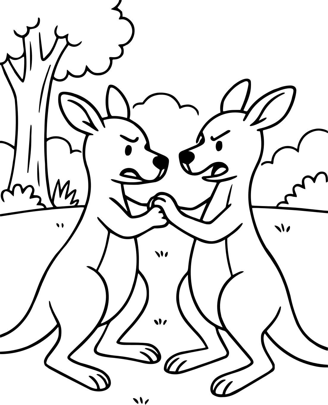 Мультяшный кенгуру в действии от Kangaroo №17964. Раскраски животные (весь животный мир). Кенгуру.