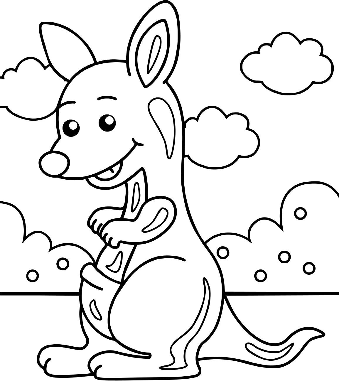 Весёлый Кенгуру от Kangaroo №17955. Раскраски животные (весь животный мир). Кенгуру.