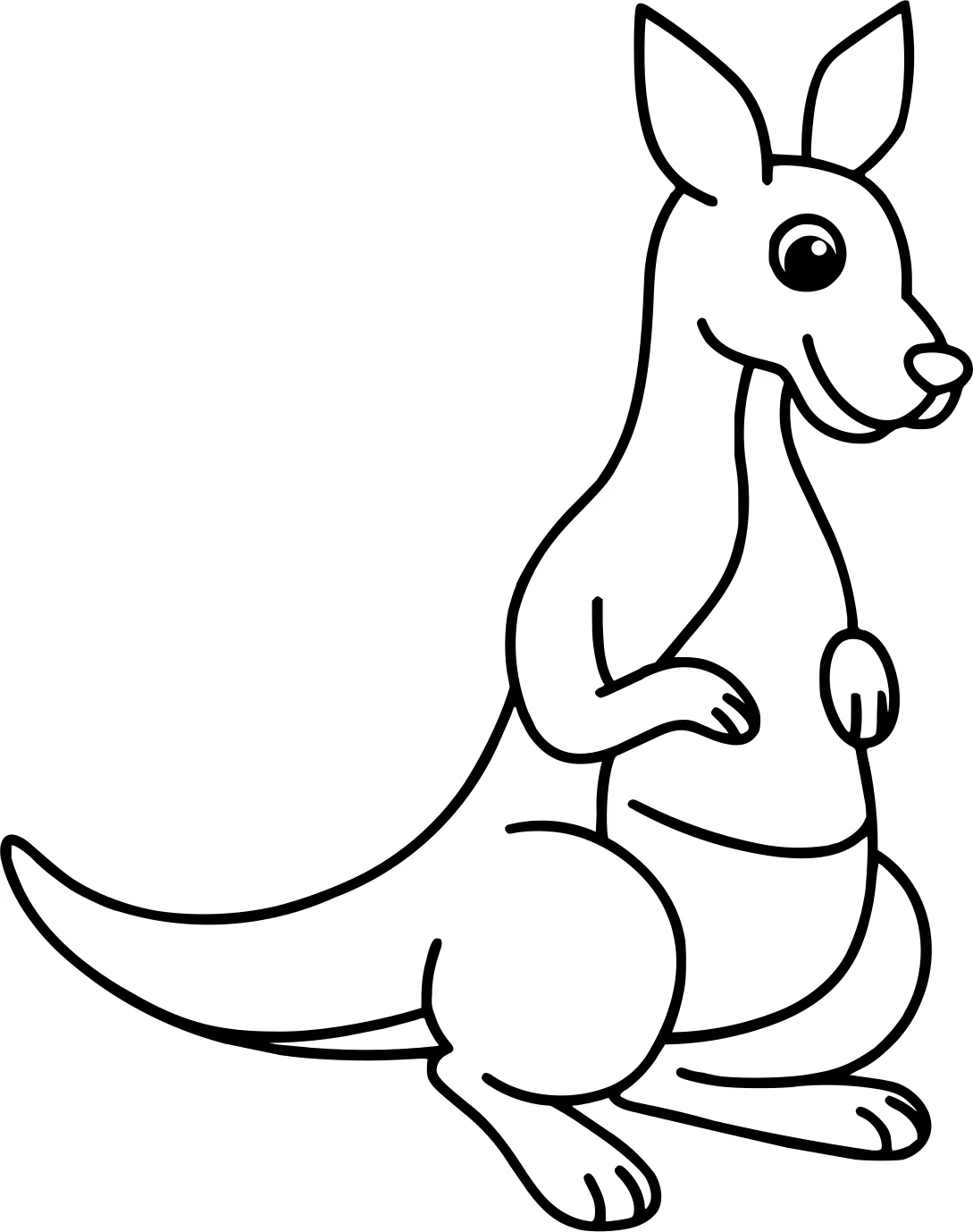 Легкий мультяшный кенгуру от Kangaroo №17951. Раскраски животные (весь животный мир). Кенгуру.
