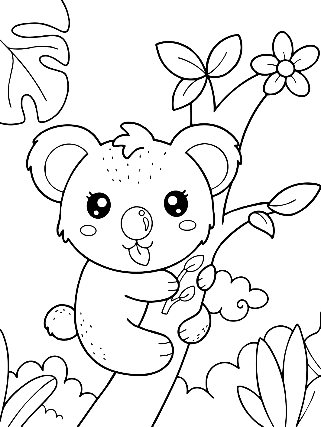 Милый рисунок коалы для раскрашивания от Koala №18293. Раскраски животные (весь животный мир). Коала.