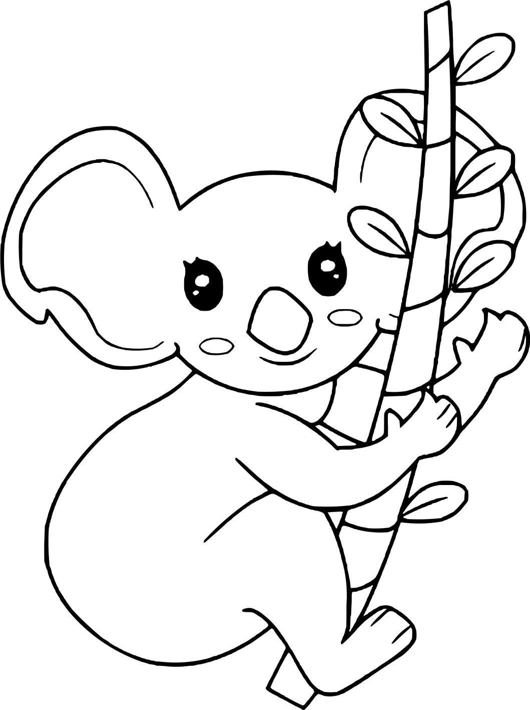 Коала держит ветку от Koala №18287. Раскраски животные (весь животный мир). Коала.