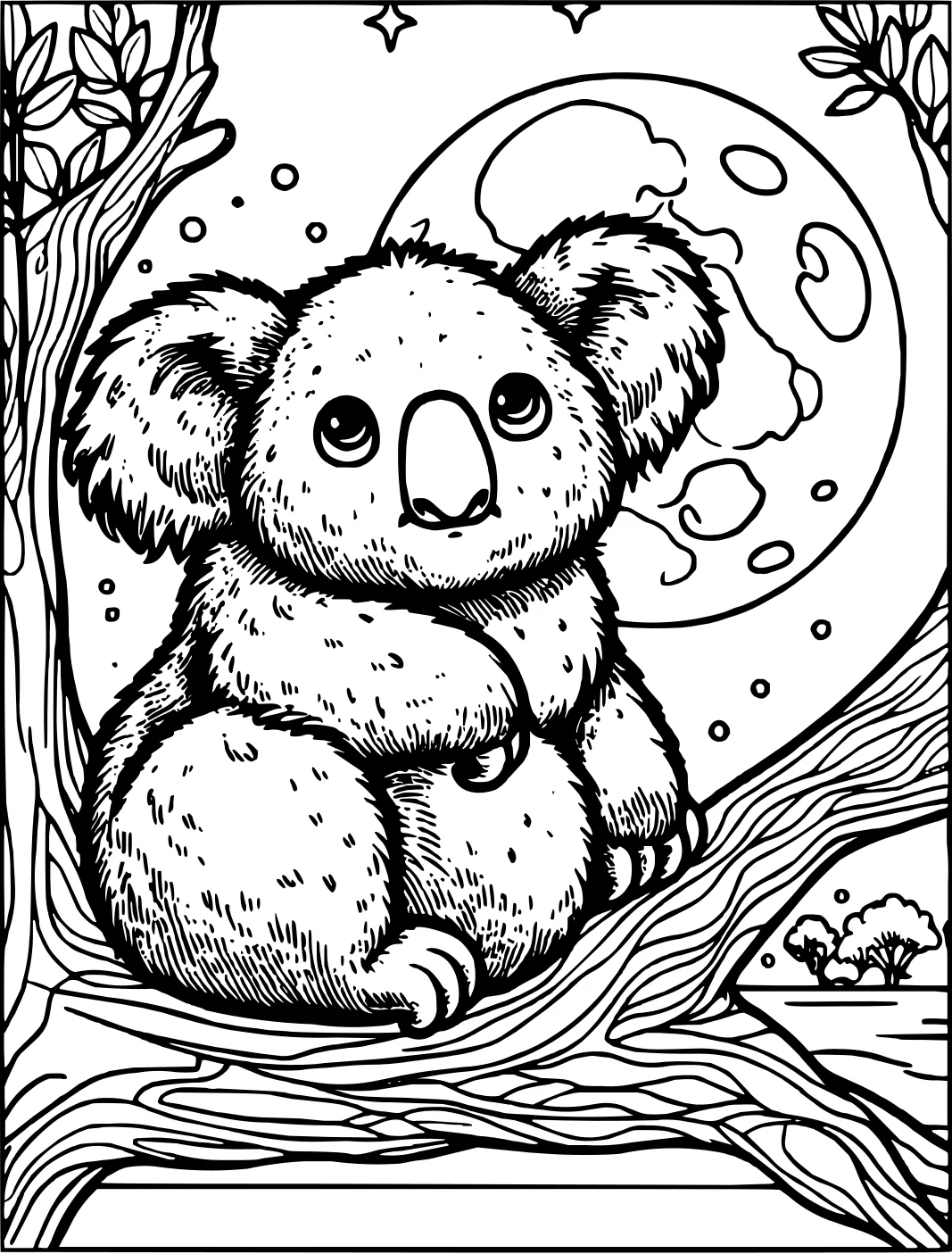 Коала. Раскраски №18321. Раскраски животные (весь животный мир). Коала.
