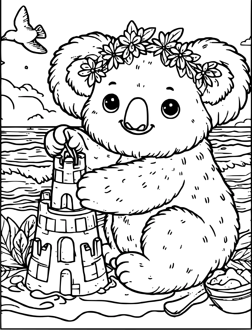 Коала. Раскраски №18319. Раскраски животные (весь животный мир). Коала.