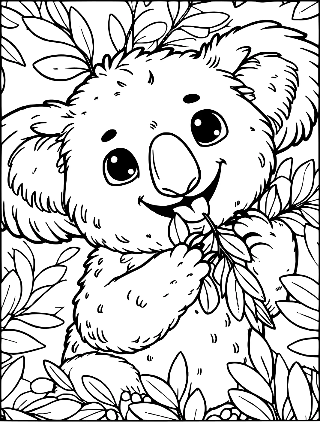 Коала. Раскраски №18318. Раскраски животные (весь животный мир). Коала.
