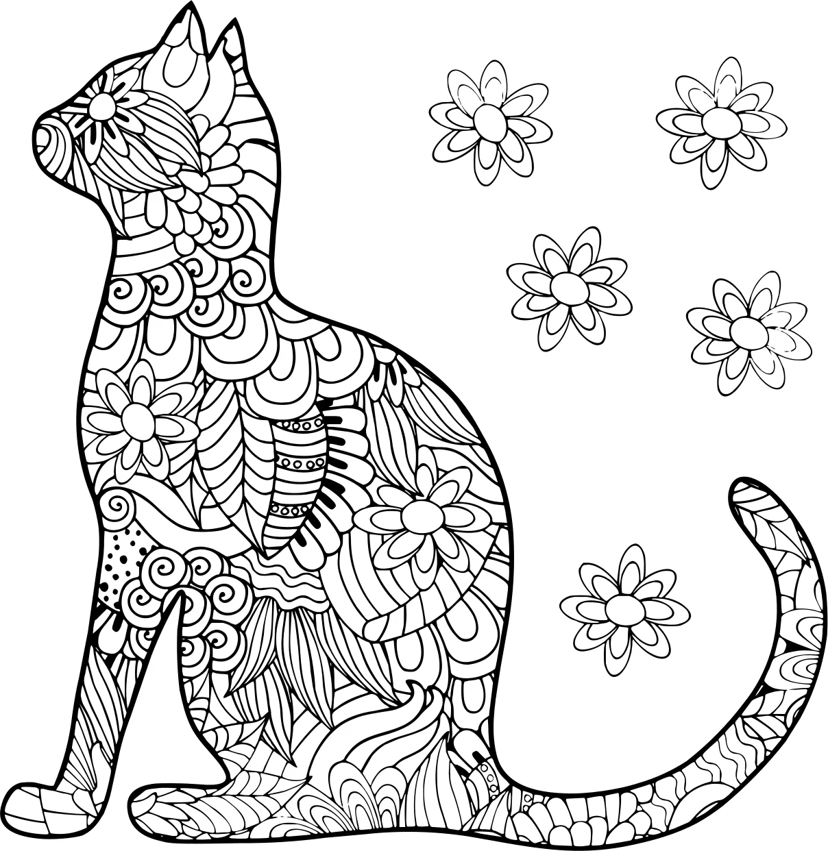 Ажурные котики. Раскраски №17709. Раскраски животные (весь животный мир). Милые котики.