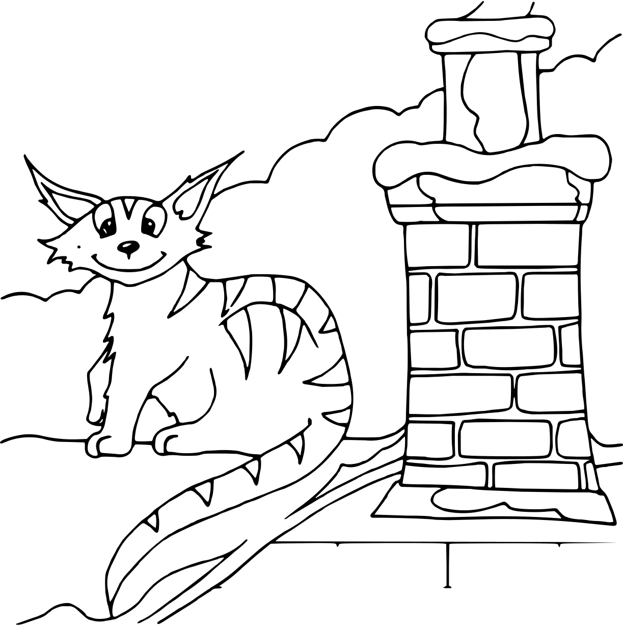 Котики на крыше. Раскраска №17798. Раскраски животные (весь животный мир). Милые котики.