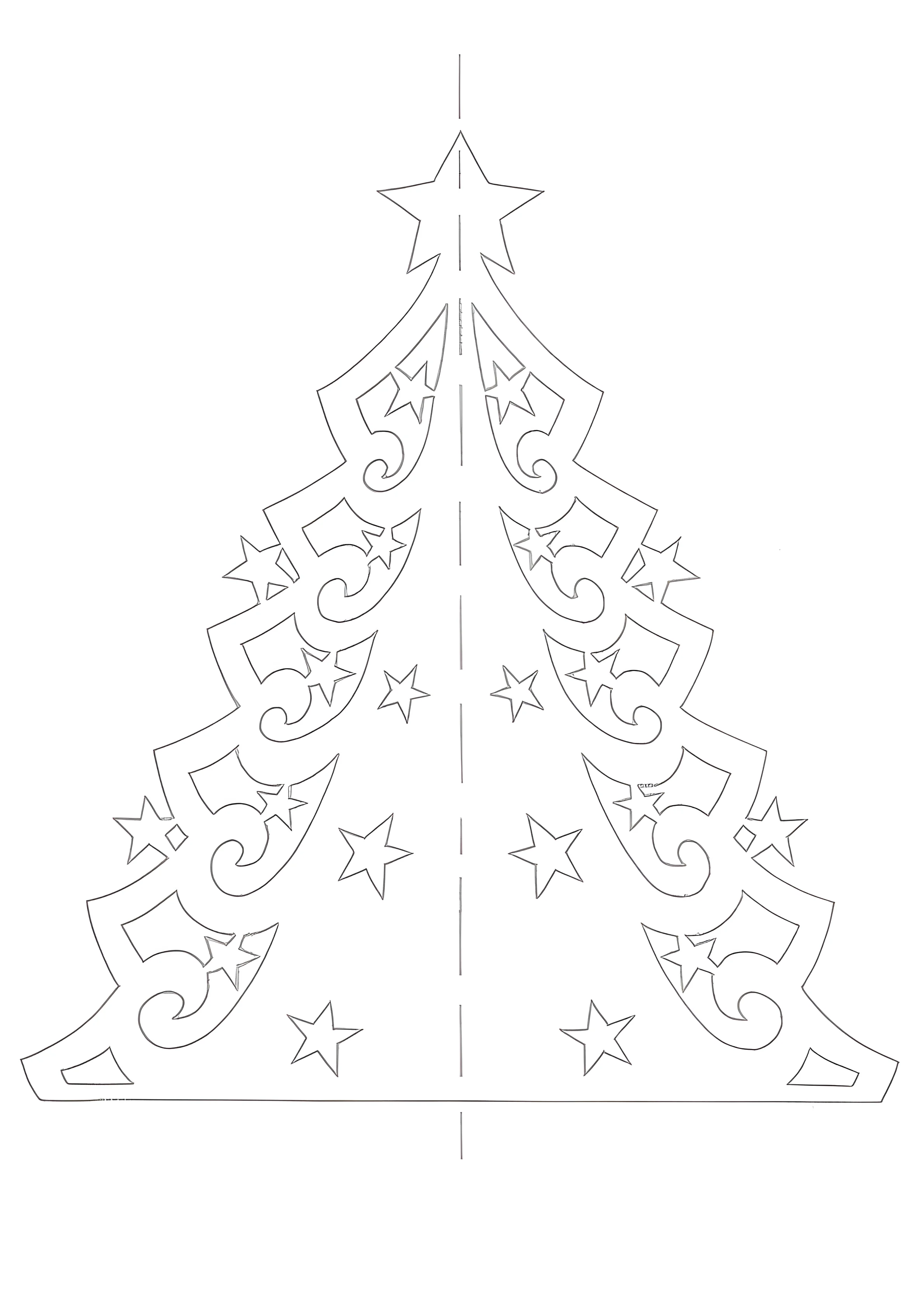 Трафарет елки для вырезания из бумаги №555. Шаблоны и вытынанки. Новогодние вытынанки на новый год
.