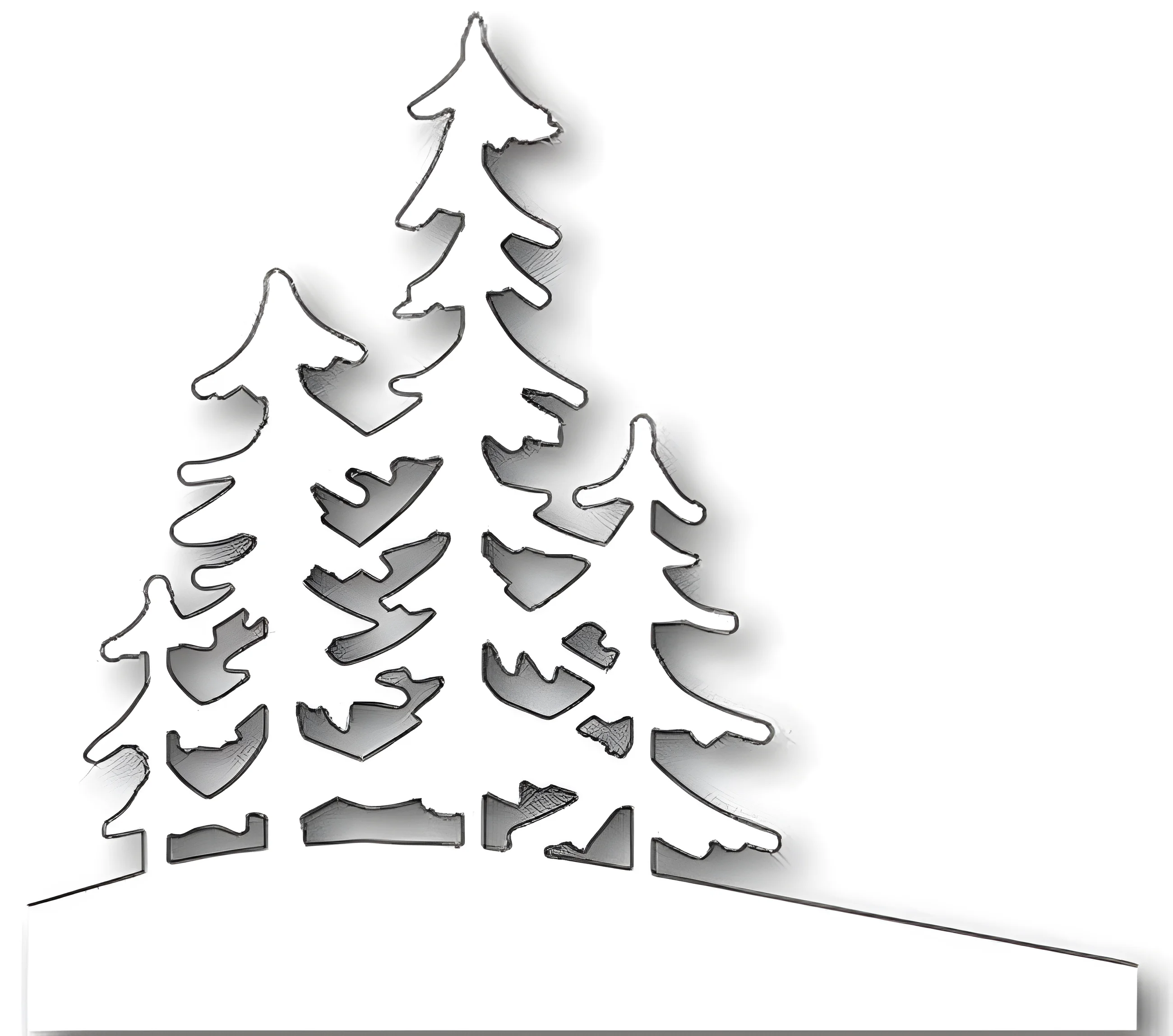 Вытынанки елка в снегу №9277. Шаблоны и вытынанки. Деревья и ветки, вытынанки с деревьями.