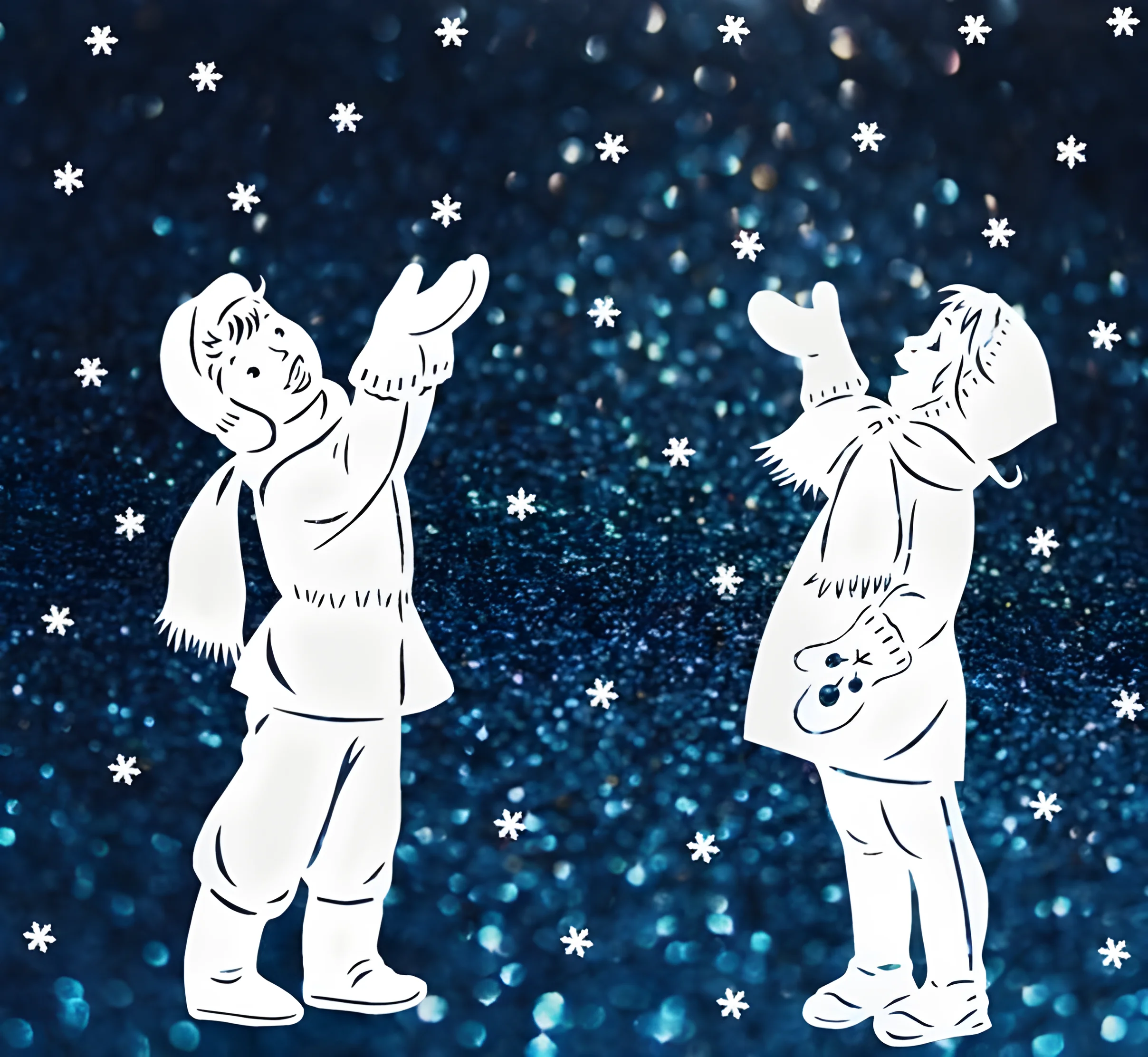 Вытынанка Новогодняя мальчик и девочка №2427. Шаблоны и вытынанки. Большие вытынанки снежинок
.