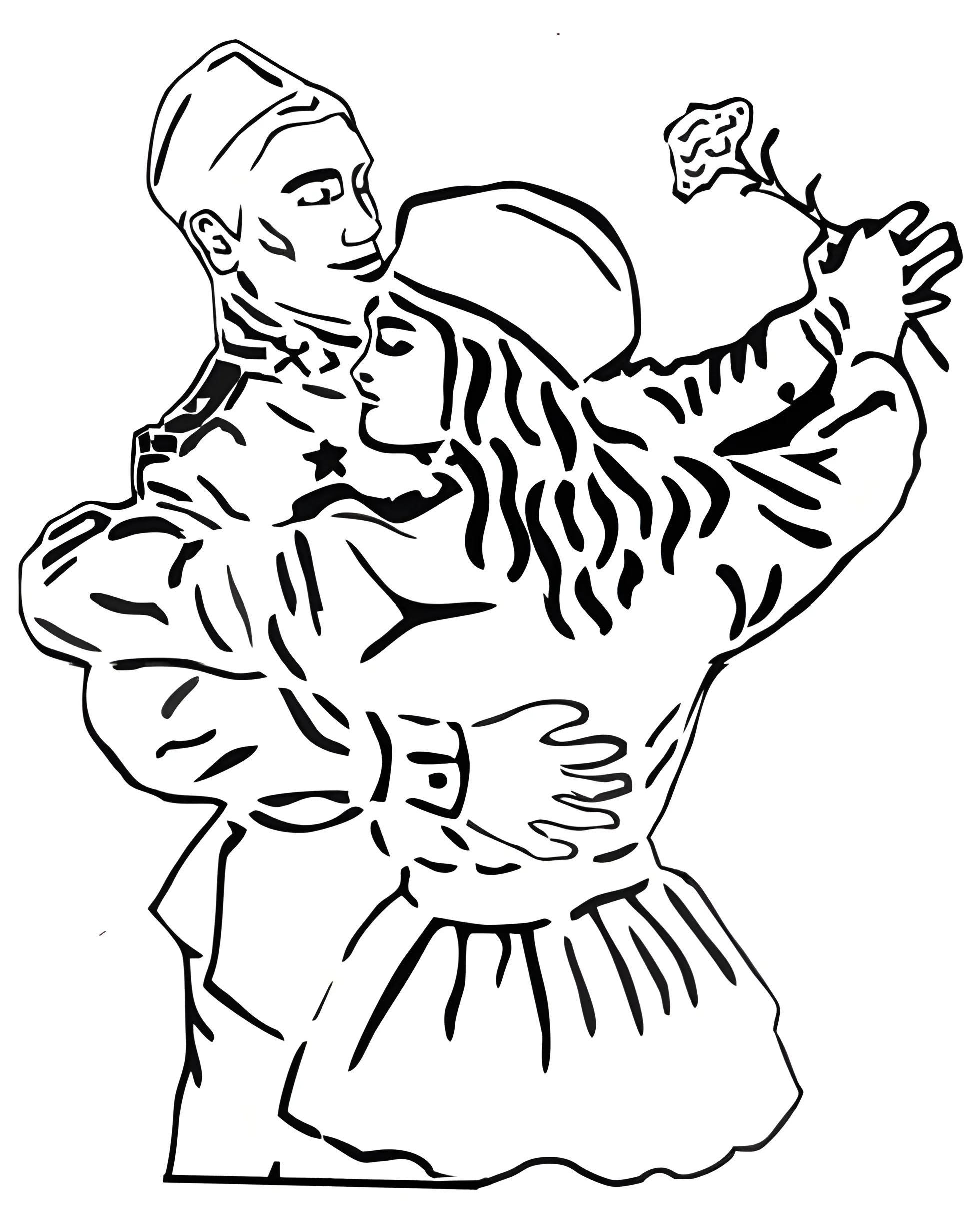 Вытынанка солдат с девушкой №3395. Шаблоны и вытынанки. Весенние вытынанки на 9 мая
.