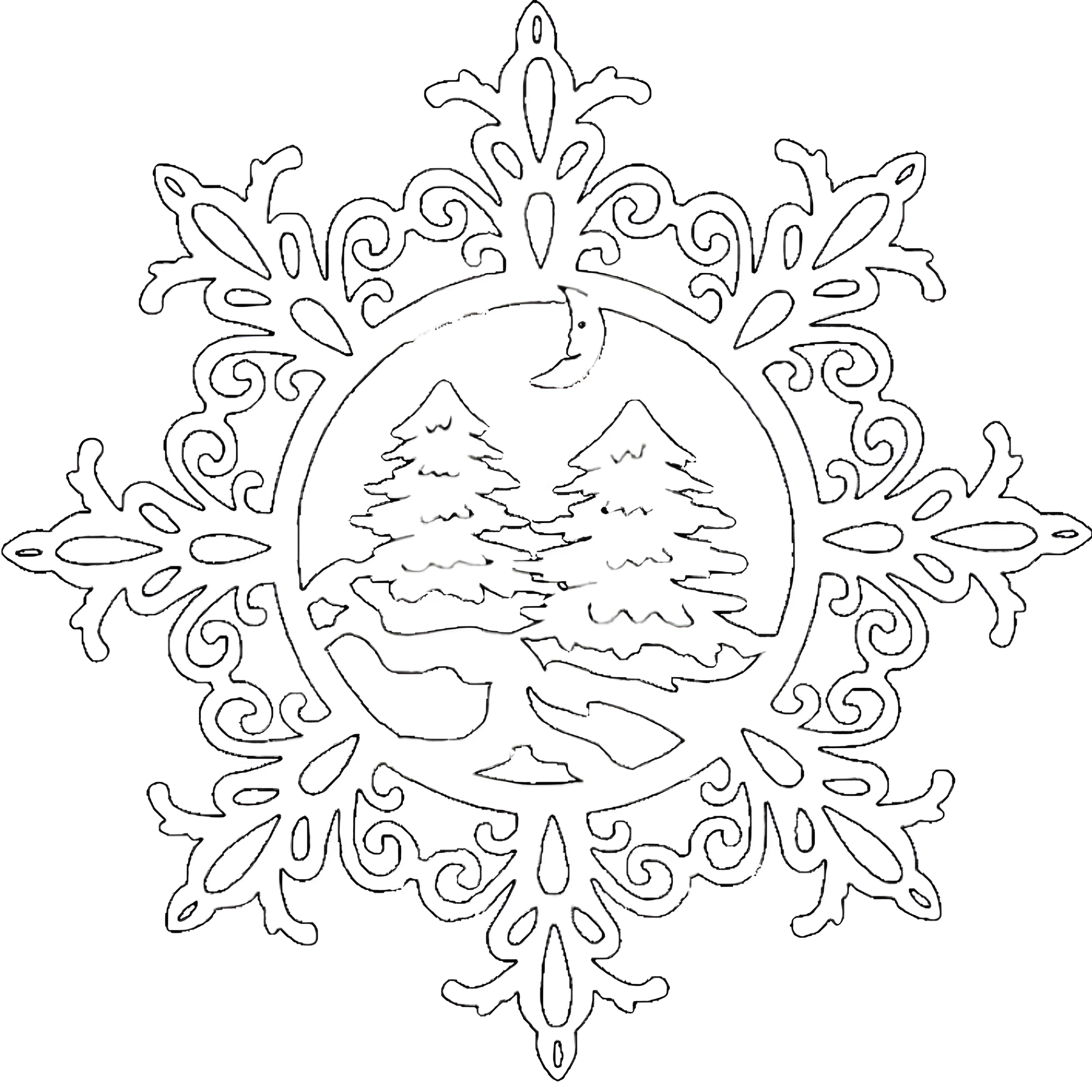 Сложные новогодние вытанки №2234. Шаблоны и вытынанки. Большие вытынанки снежинок
.