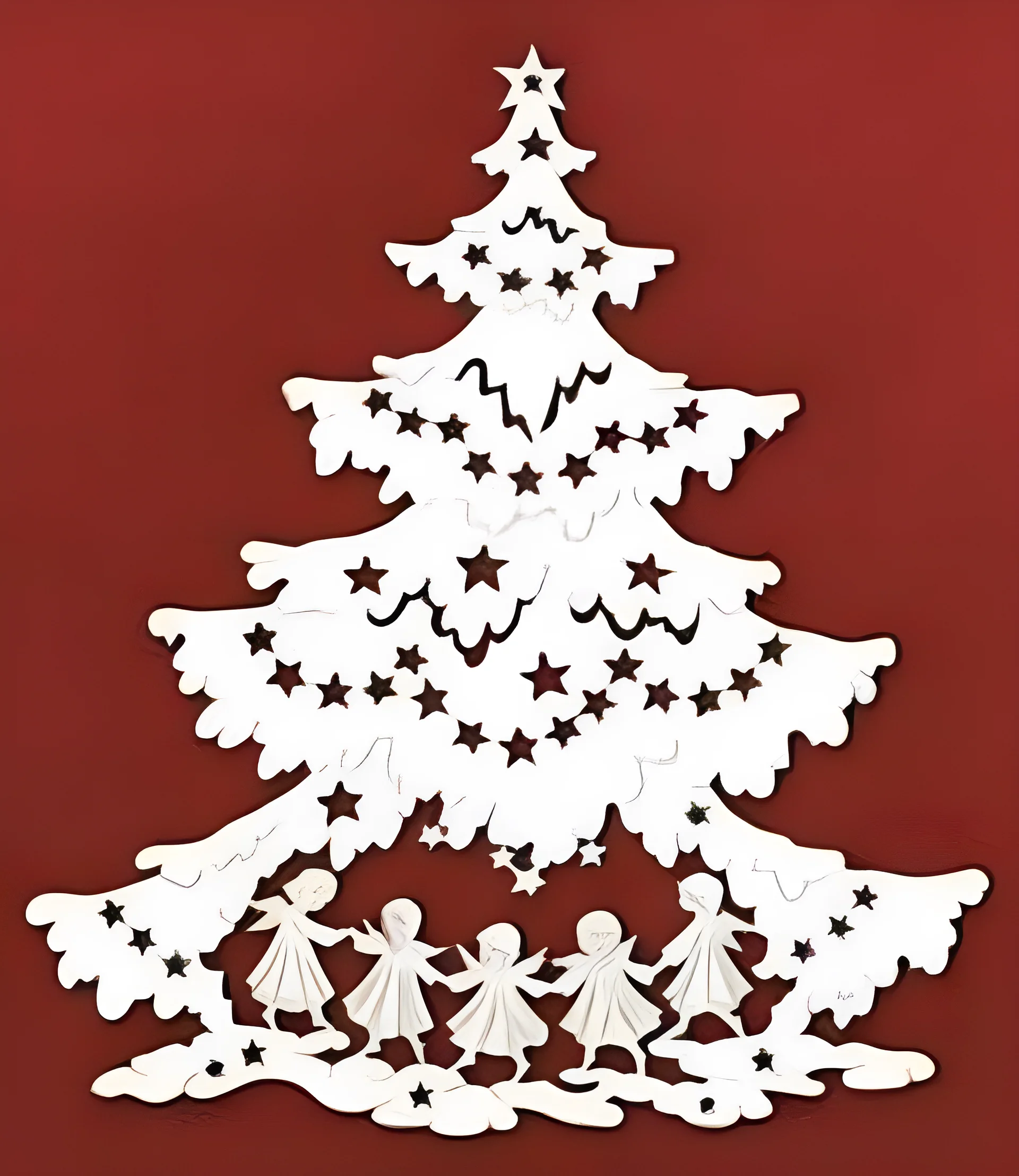 Елка для вырезания №11900. Шаблоны и вытынанки. Вытынанки Ёлка.