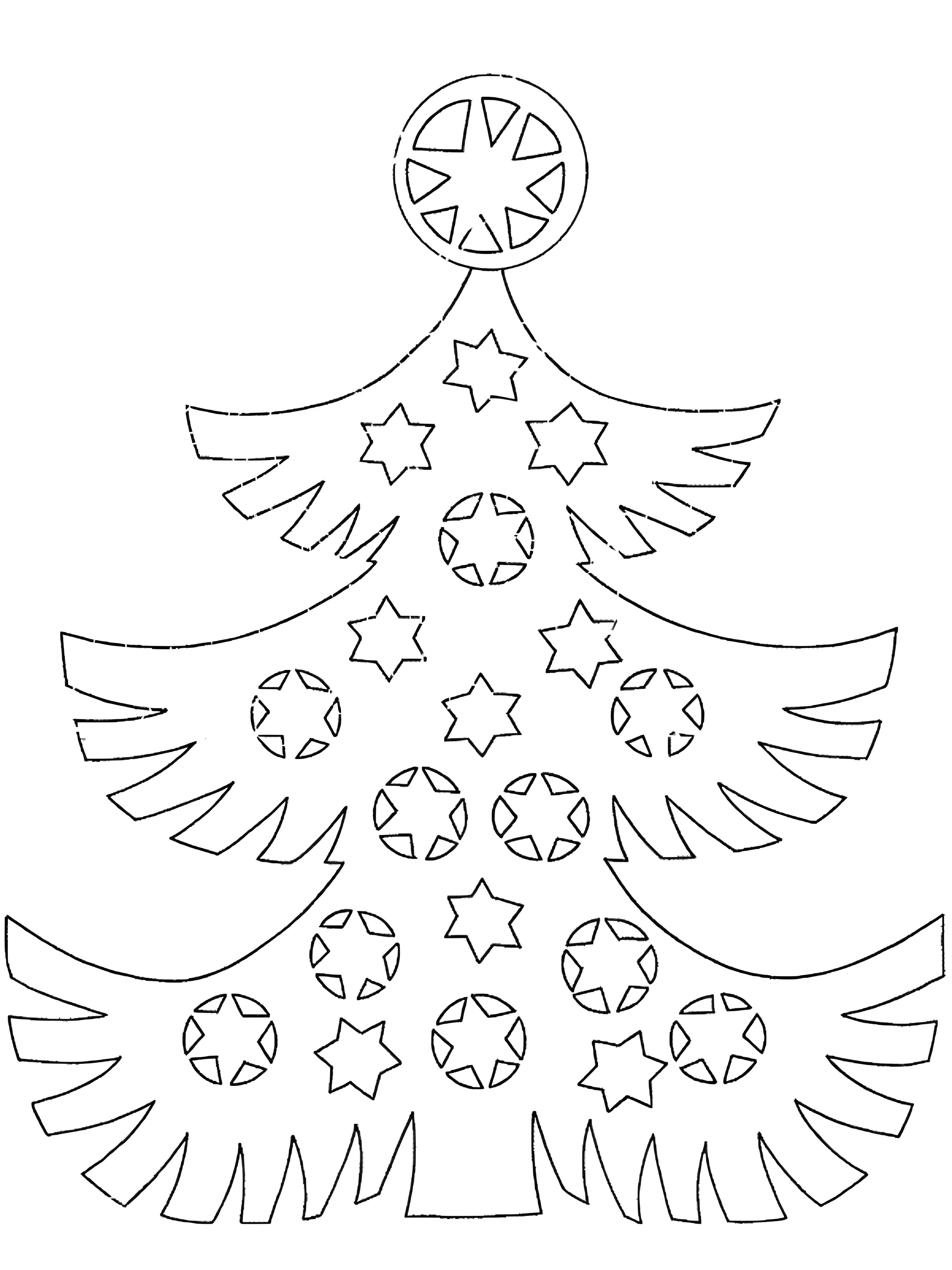 Раскраски новогодние шары №11522. Шаблоны и вытынанки. Вытынанки Ёлка.