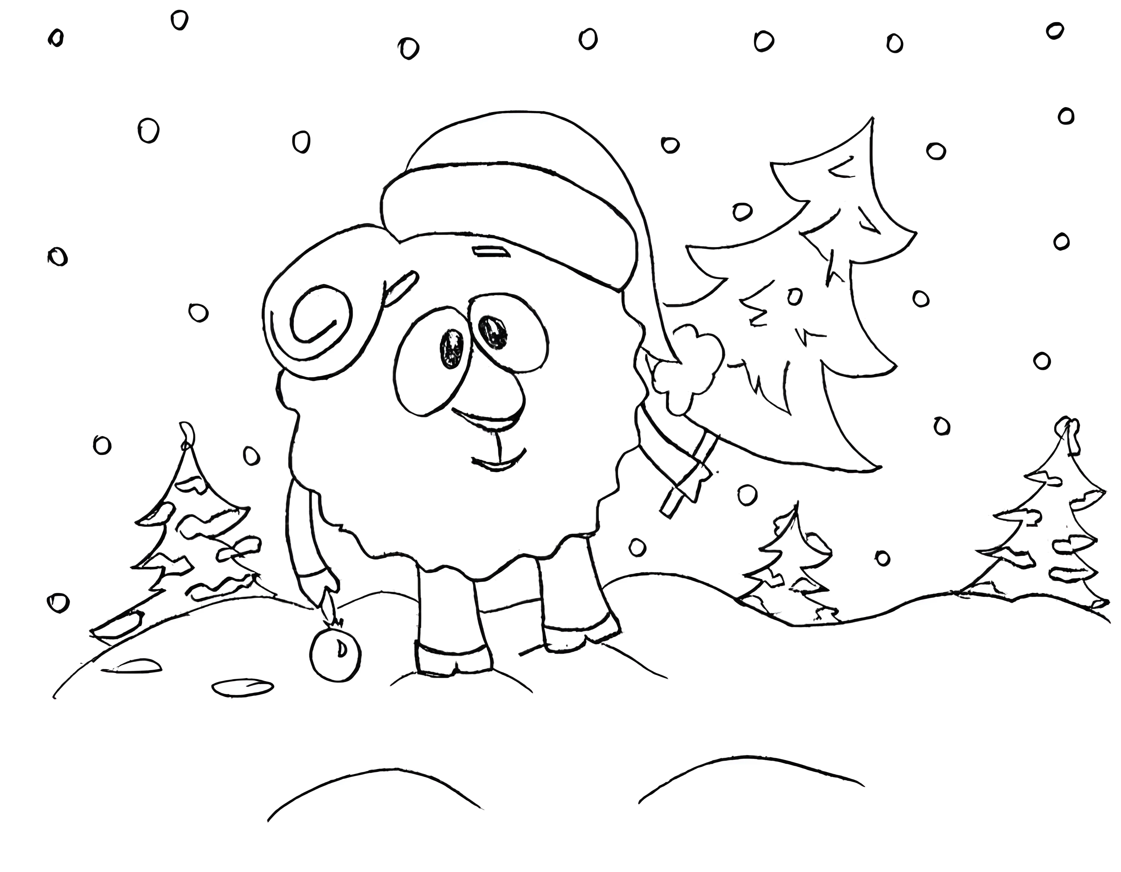 Новогодние Смешарики трафареты №8285. Шаблоны и вытынанки. Зимние вытынанки.