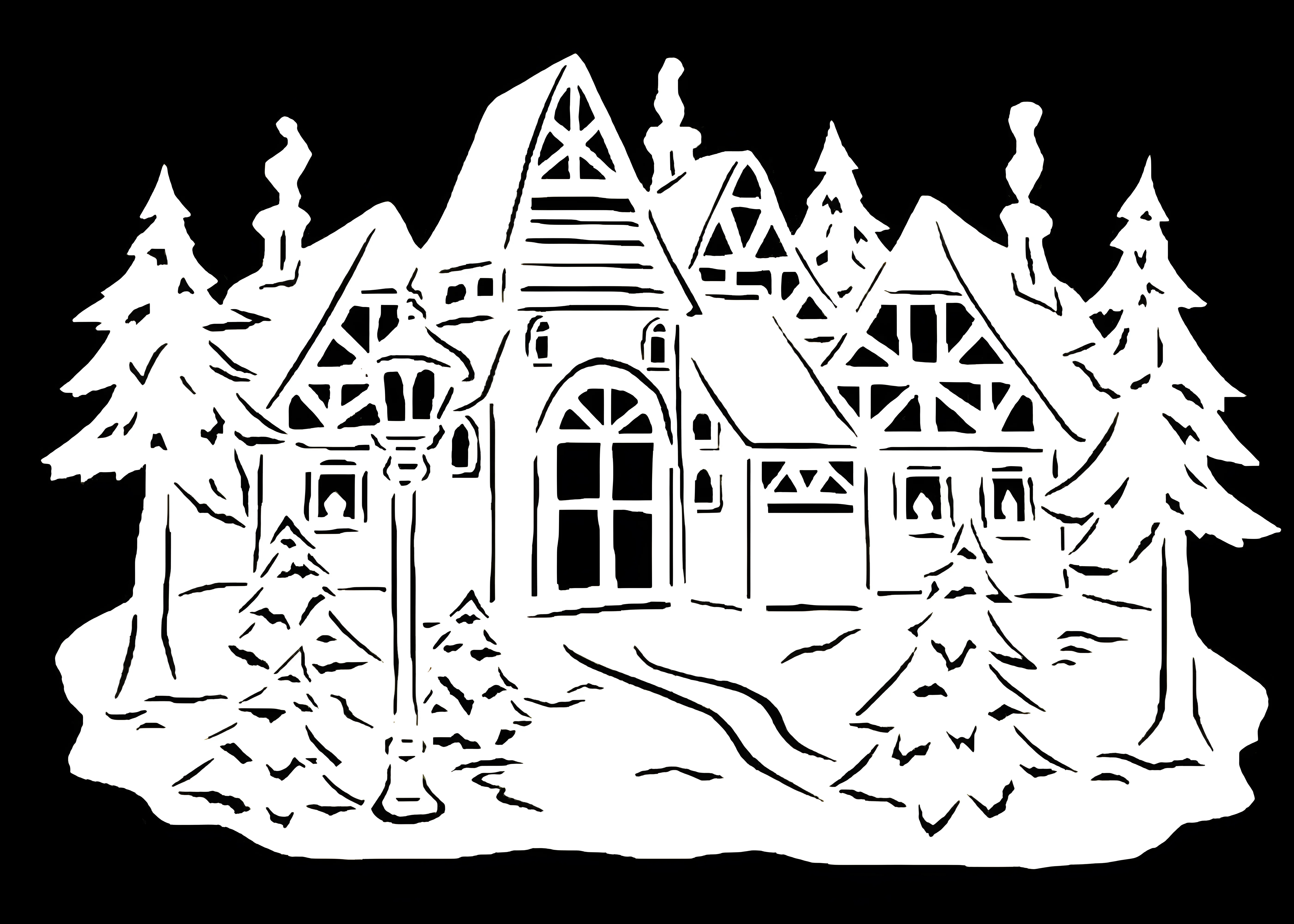 Трафареты на окна новогодние №8992. Шаблоны и вытынанки. Зимние вытынанки.