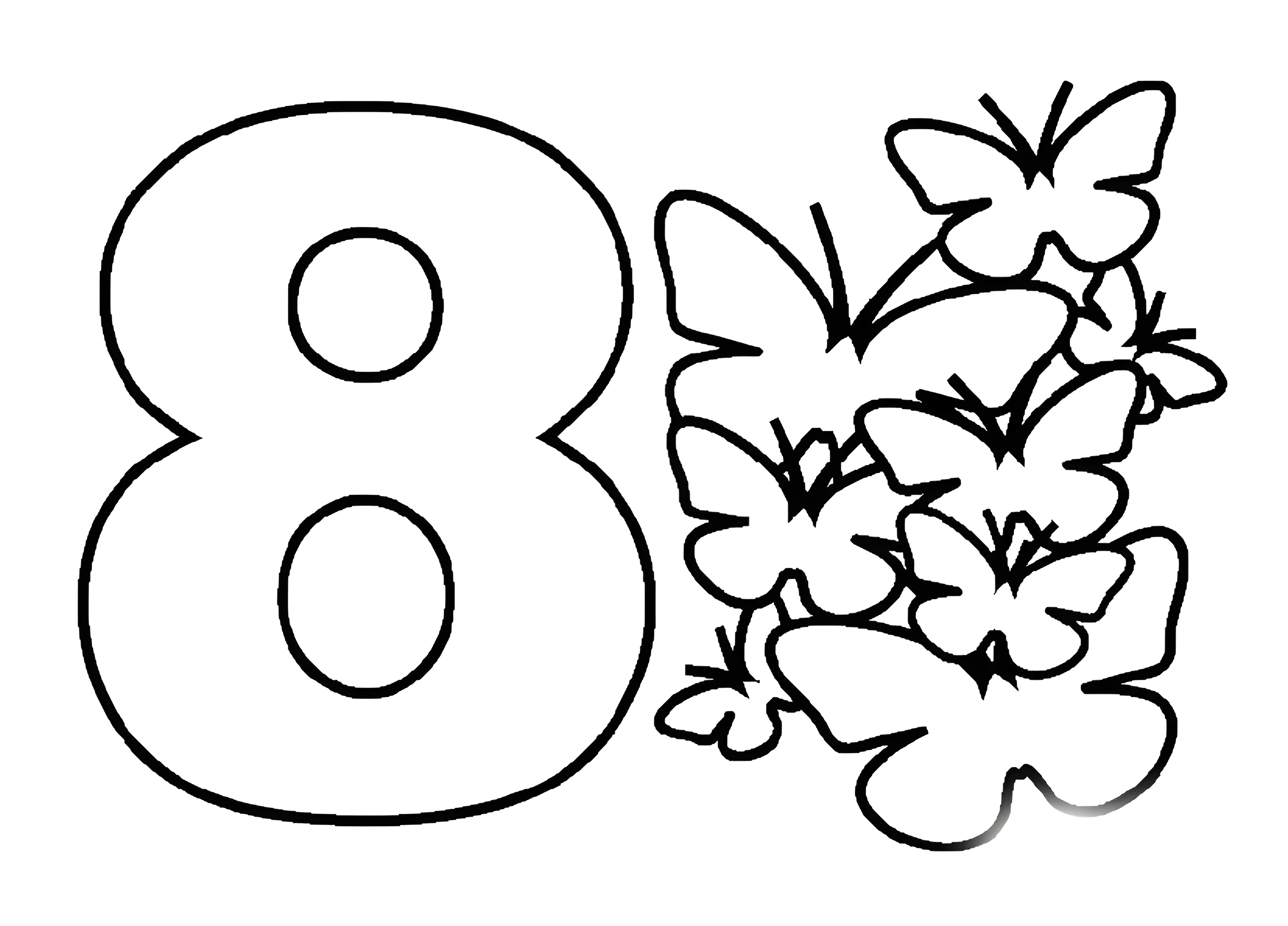 Трафареты на окна к 8 марта №5859. Шаблоны и вытынанки. Цифры, вытынанки с цифрами.