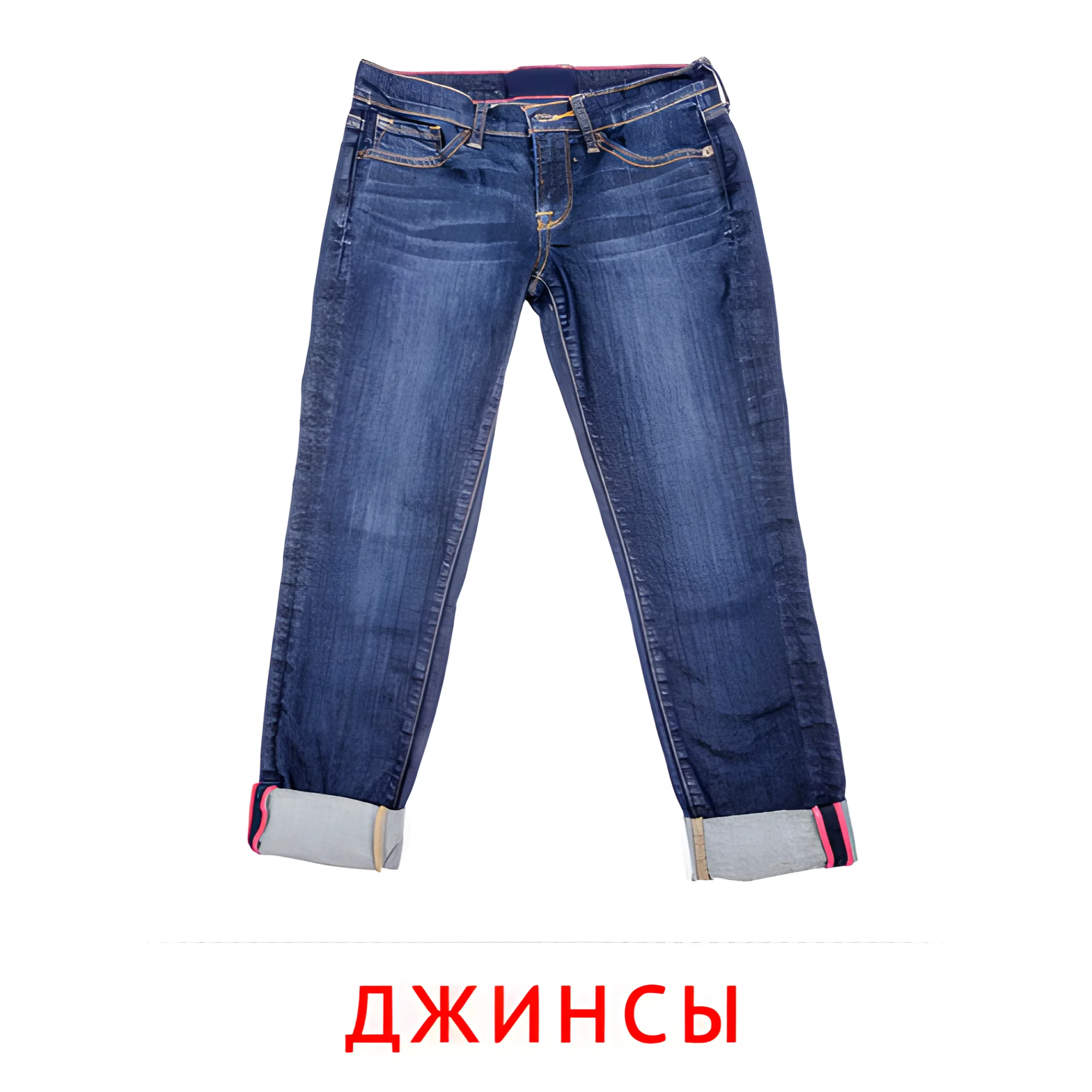 Джинсы №2510. Карточки Домана на русском языке. Одежда и обувь.