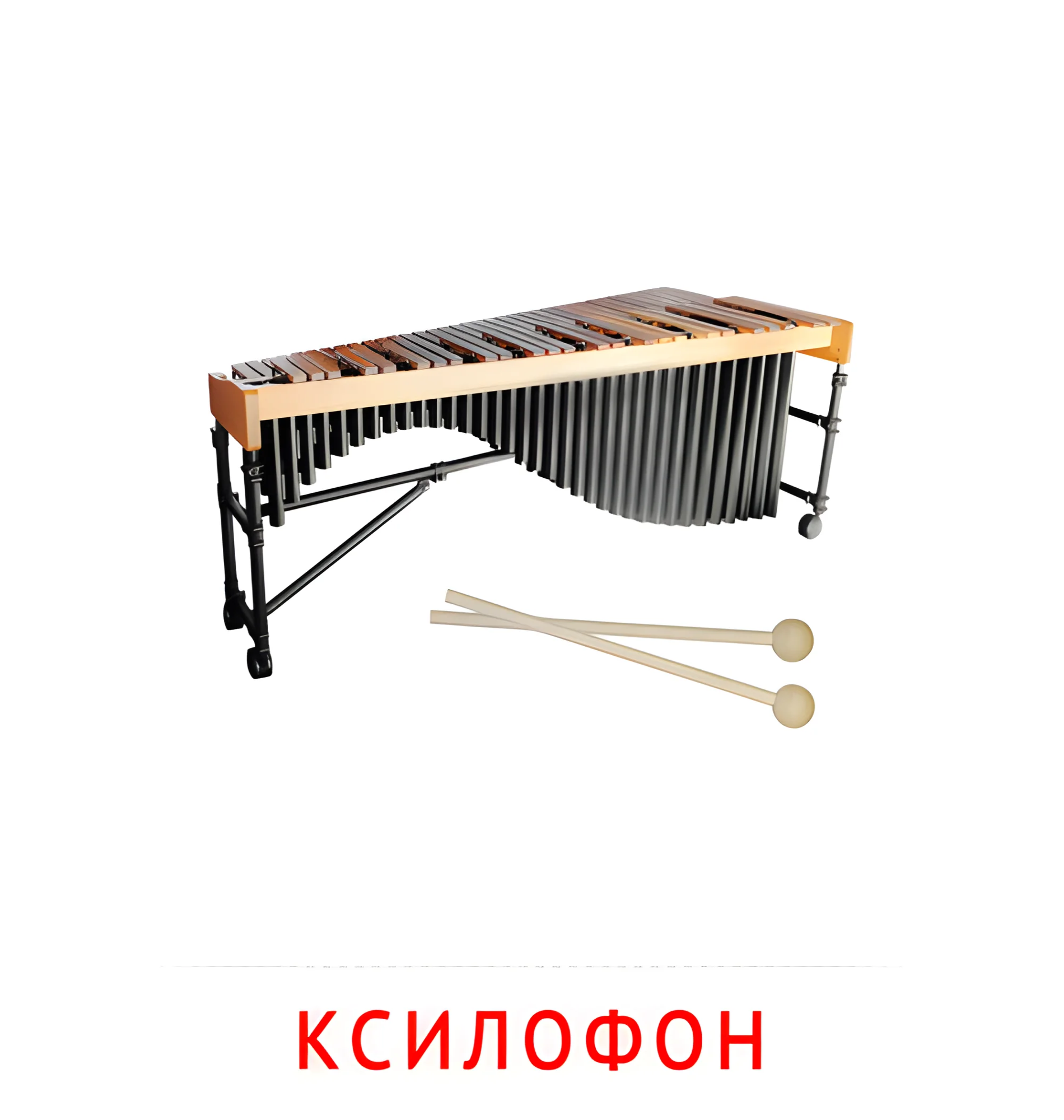 Ксилофон №2573. Карточки Домана на русском языке. Музыкальные инструменты.